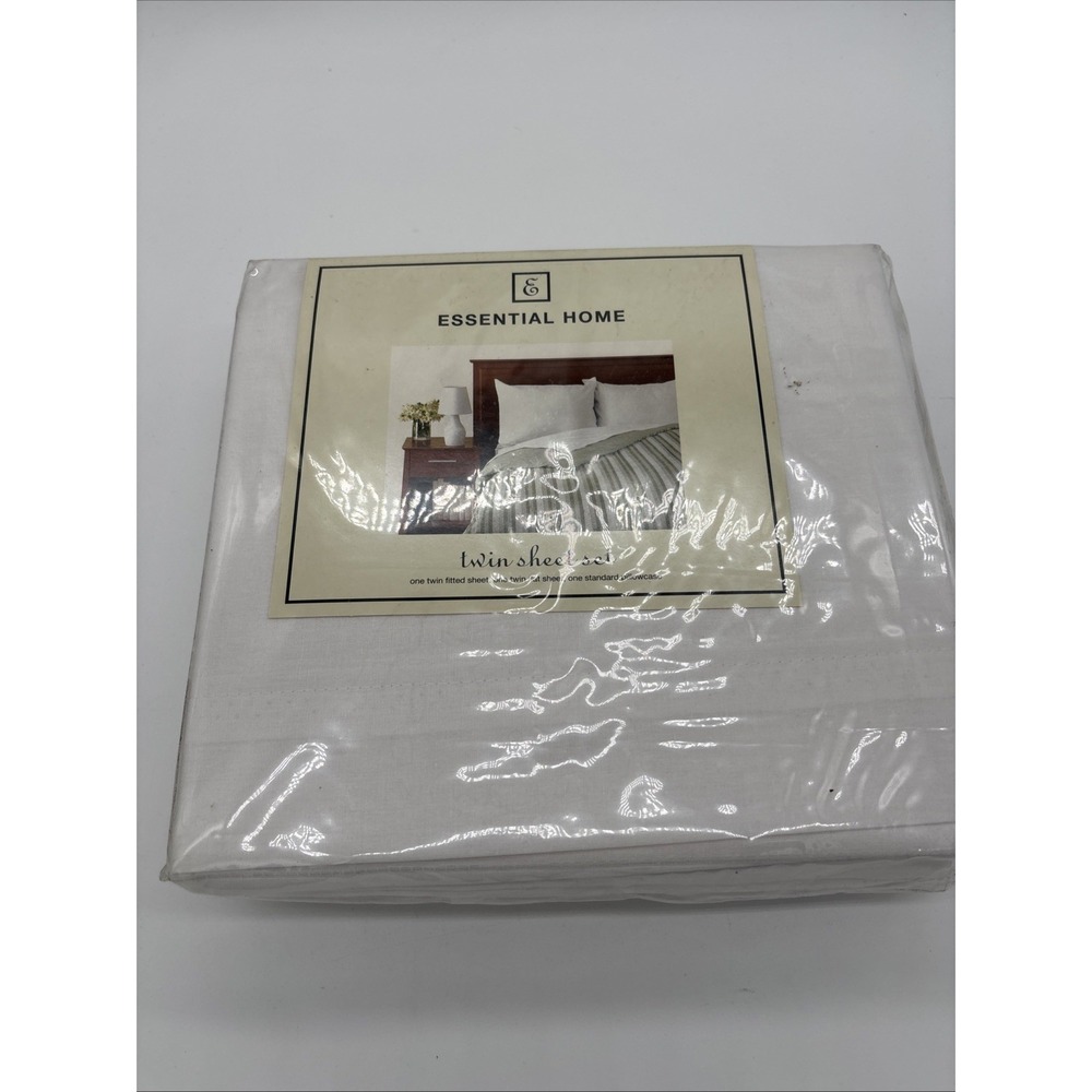 Vintage Kmart Essential Home White Twin Sheet Set Cotton Blend